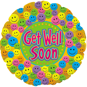 17" Get Well Soon Smiley Foil Balloon