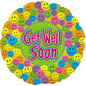 17 17" Get Well Soon Smiley Foil Balloon