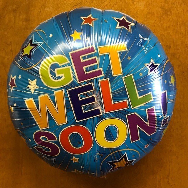 17" Get Well Soon Silver Burst Foil Balloon