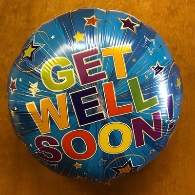 17" Get Well Soon Silver Burst Foil Balloon