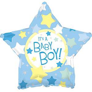 17" It's A Boy Blue Star Foil Balloon