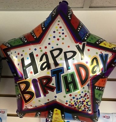 17" BIRTHDAY STRIPES W/ STARS - Foil Balloons
