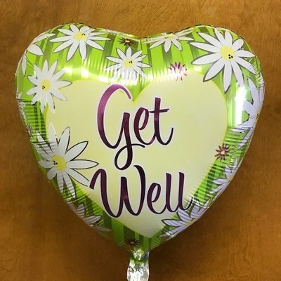 17" Get Well Stripes and Daisy Foil Balloon