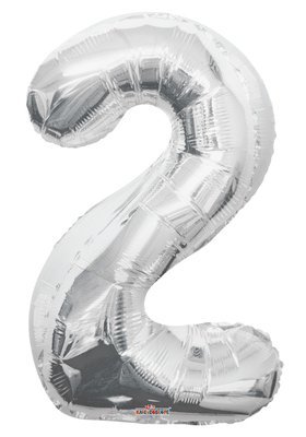 34" Silver Foil Number "2" Balloon