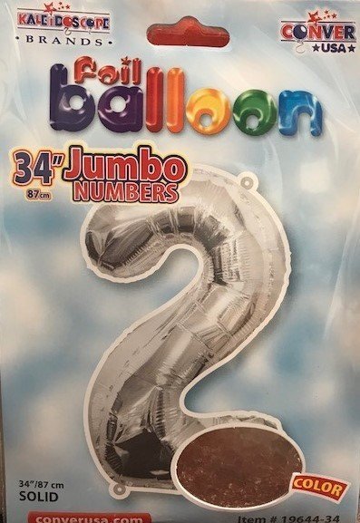 34" Silver Foil Number "2" Balloon