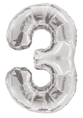 34" Silver Foil Number "3" Balloon
