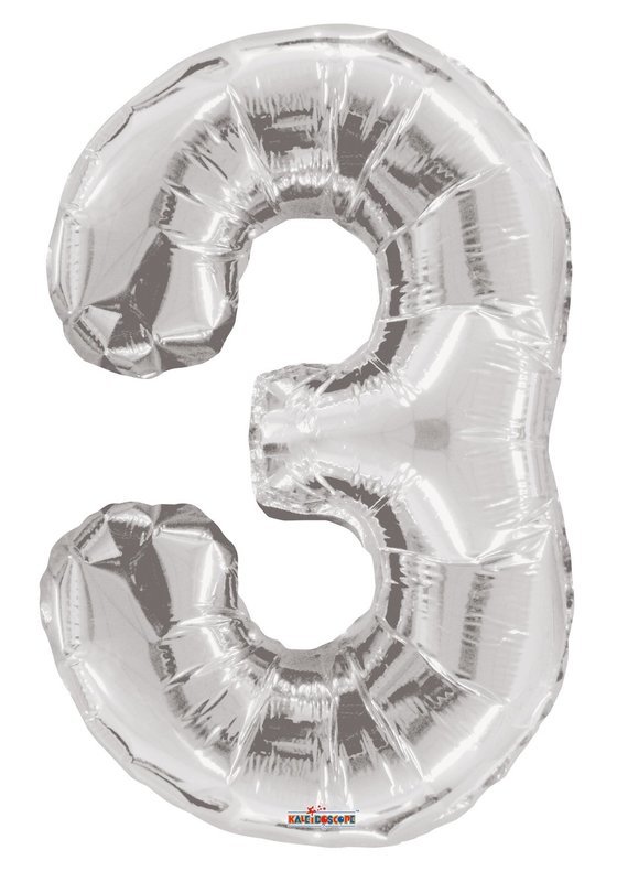34&quot; Silver Foil Number &quot;3&quot; Balloon