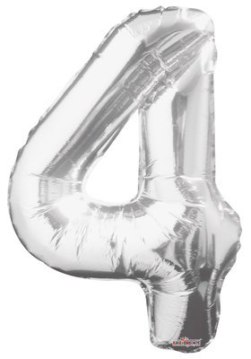 34" Silver Foil Number "4" Balloon