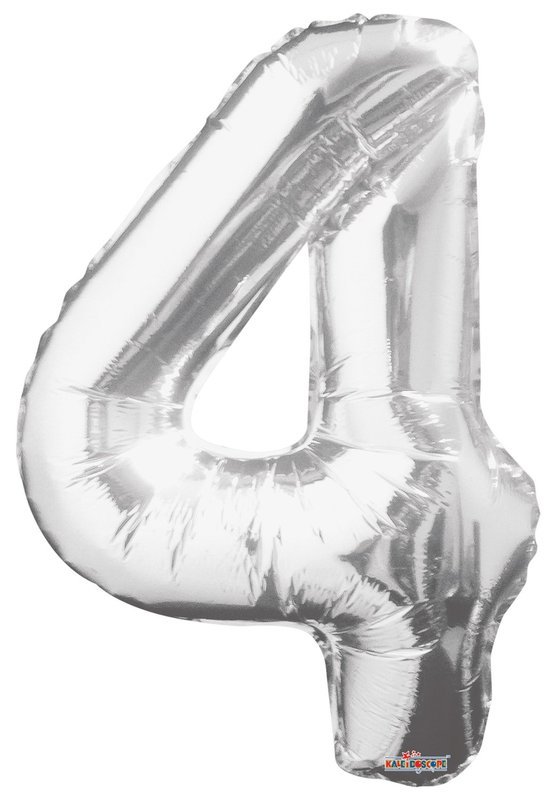 34&quot; Silver Foil Number &quot;4&quot; Balloon