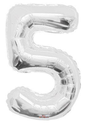 34" Silver Foil Number "5" Balloon