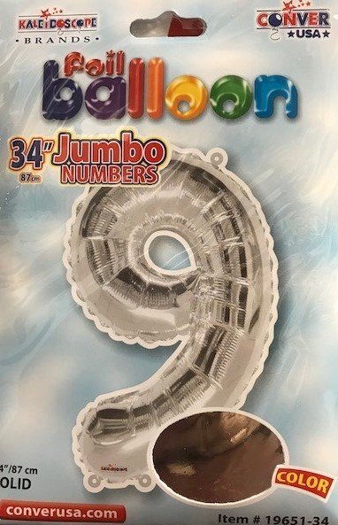 34" Silver Foil Number "9" Balloon