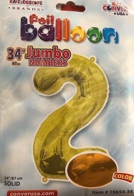 34" Gold Foil Number "2" Balloon