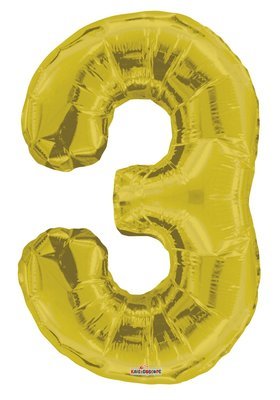 34" Gold Foil Number "3" Balloon