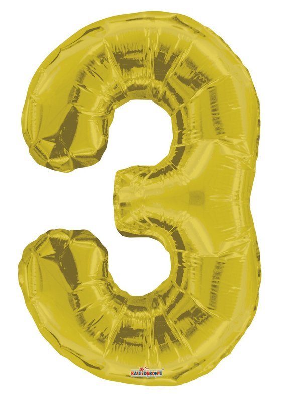 34&quot; Gold Foil Number &quot;3&quot; Balloon