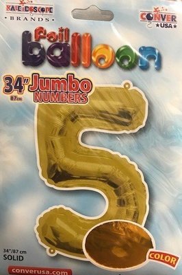 34" Gold Foil Number "5" Balloon