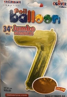 34" Gold Foil Number "7" Balloon