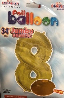 34" Gold Foil Number "8" Balloon