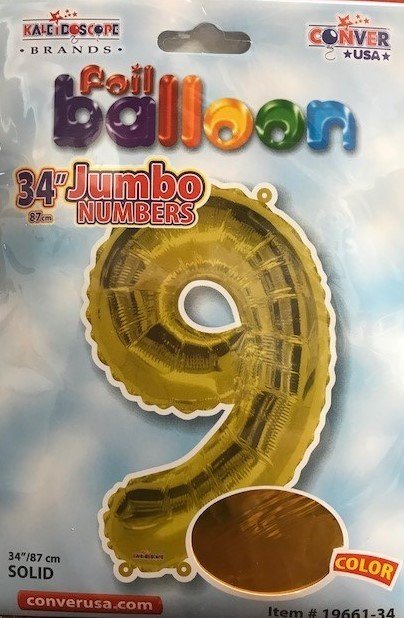 34" Gold Foil Number "9" Balloon