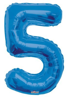 34" Blue Foil Number "5" Balloon