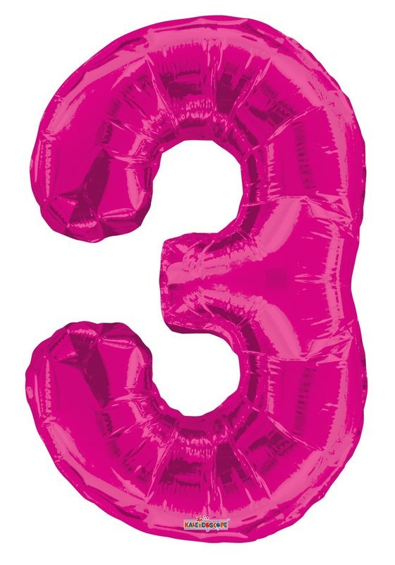 34" Pink  Foil Number "3" Balloon