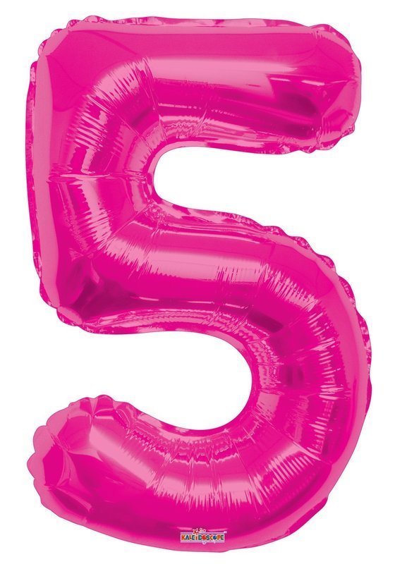 34" Pink  Foil Number "5" Balloon