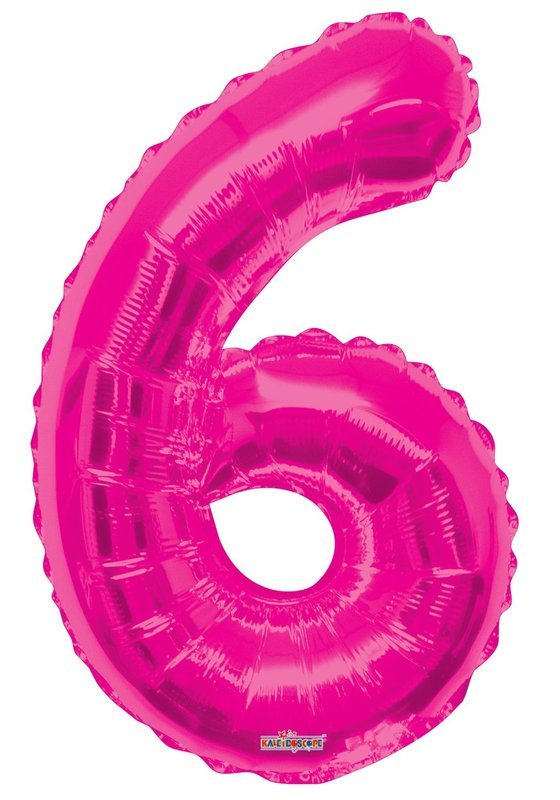 34" Pink  Foil Number "6" Balloon