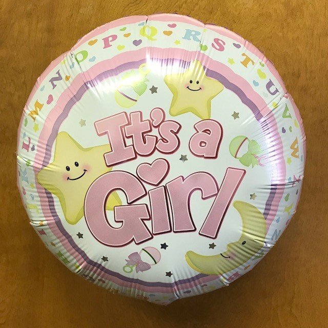 17" It's A Girl Moon & Stars Foil Balloon