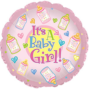 17" Baby Girl Bottles Foil Balloon