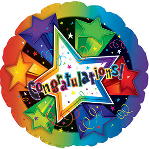 17" Congratulations 3-D Stars Foil Balloon