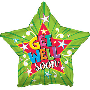 17" Get Well Lime Burst Foil Balloon
