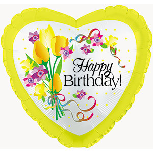 17" Happy Birthday Yellow Floral