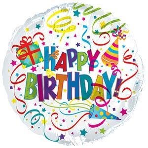 17" Happy Birthday Party Hat & Horns  Foil Balloons