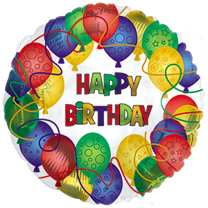 17 17" Happy Birthday Patterned Foil Balloons