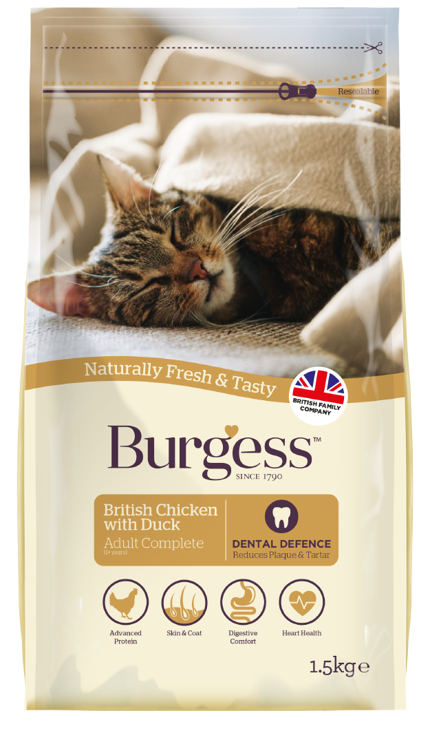 Burgess Adult Cat Chicken &amp; Duck, Size: 1.5kg