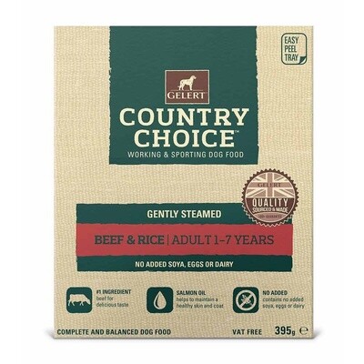Gelert Country Choice Beef &amp; Rice Tray Dog Food 10 x 395g