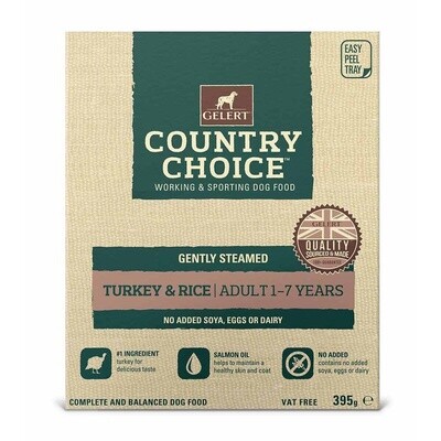 Gelert Country Choice Turkey &amp; Rice Tray Dog Food 10 x 395g