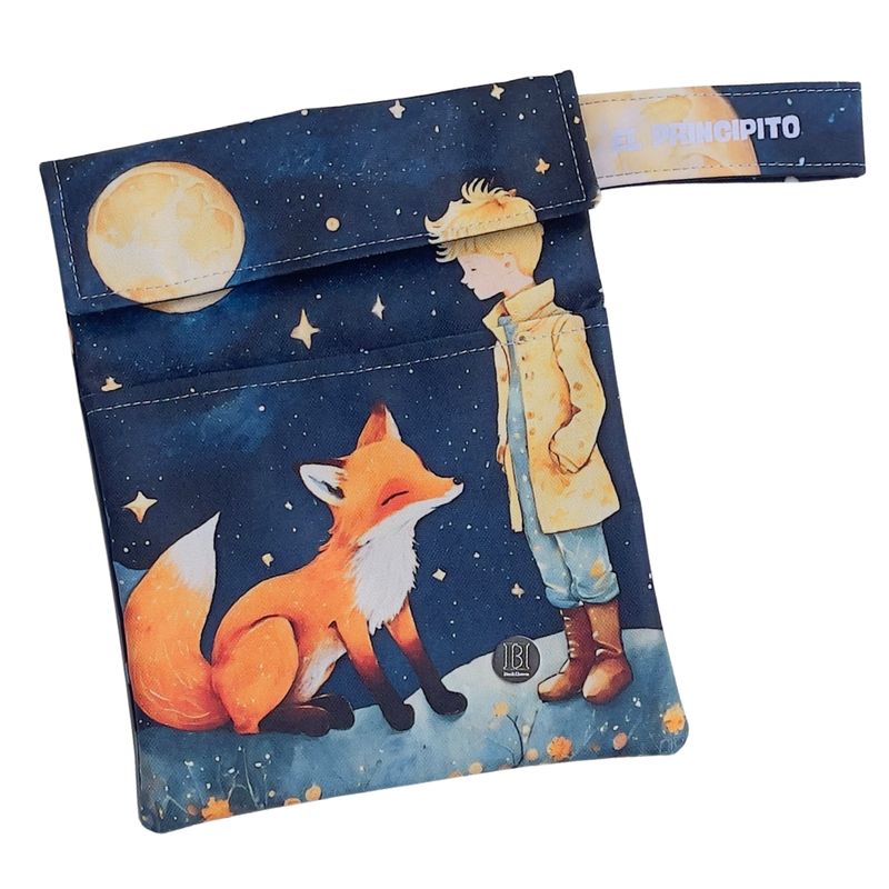 FUNDA PARA LIBROS GOLD |  PRINCIPITO Y ZORRITO BAJO LA LUNA | LONA