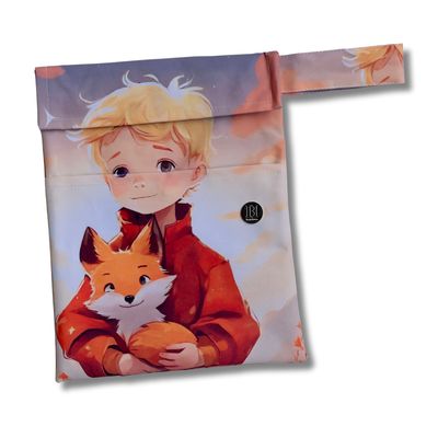 FUNDA PARA LIBROS GOLD |  PRINCIPITO Y ZORRITO EN BRAZOS| LONA