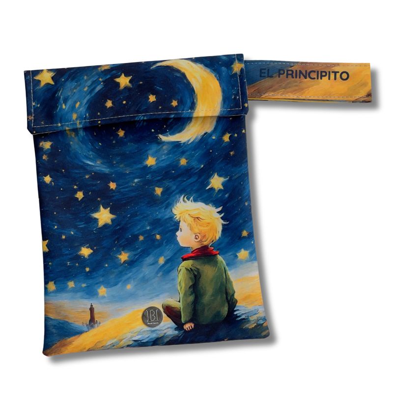 FUNDA PARA LIBROS GOLD |  PRINCIPITO OBSERVANDO LAS ESTRELLAS| LONA