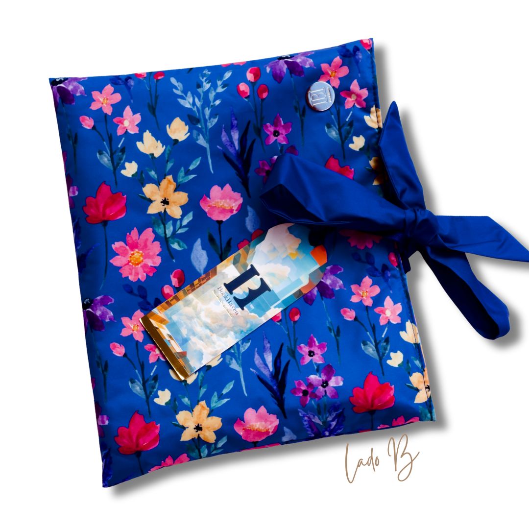 FUNDA PARA LIBROS ECO BOWS ACOLCHADA| FLORES DE PRIMAVERA|  ANTIFLUIDO| DOBLE FAZ