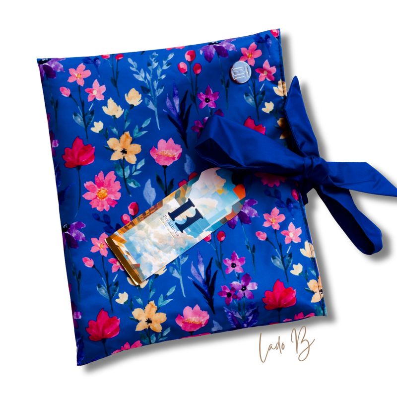 FUNDA PARA LIBROS ECO BOWS ACOLCHADA| FLORES DE PRIMAVERA|  ANTIFLUIDO| DOBLE FAZ
