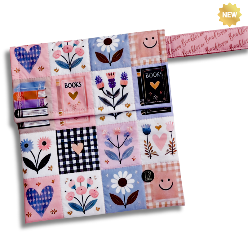 FUNDA PARA LIBROS ECO ACOLCHADA| FLORES Y CORAZONES| ANTIFLUIDO