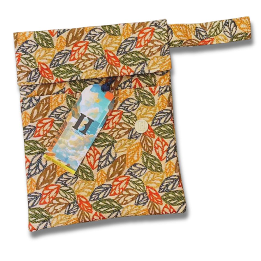 FUNDA PARA LIBROS LUXE |HOJAS DE OTOÑO TEJIDAS| JACQUARD NOBLE