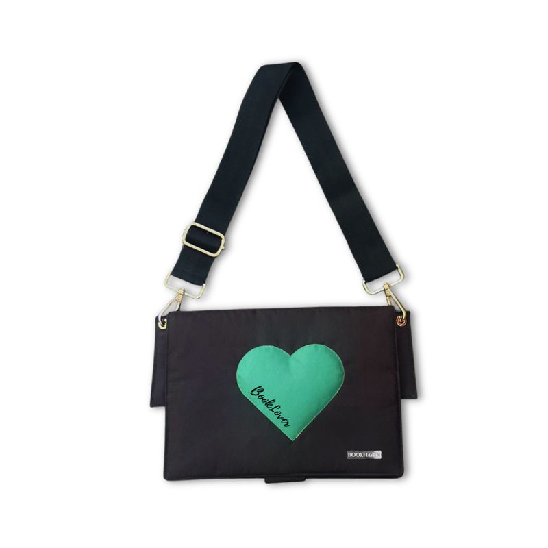 BOOK PURSE |  EDICIÓN SELECCIONADA | CORAZÓN VERDE | LONA IMPERMEABLE