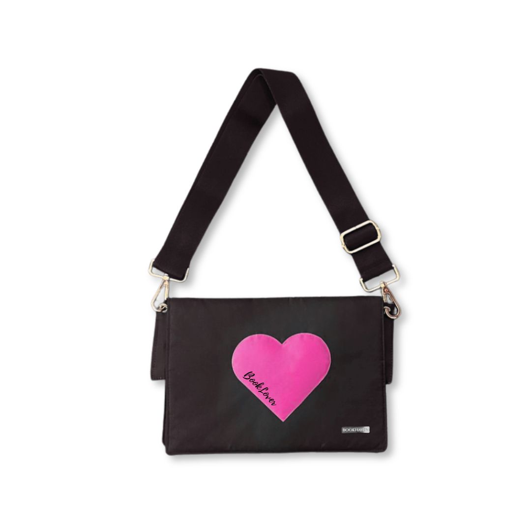 BOOK PURSE |  EDICIÓN SELECCIONADA | CORAZÓN ROSADO | LONA IMPERMEABLE