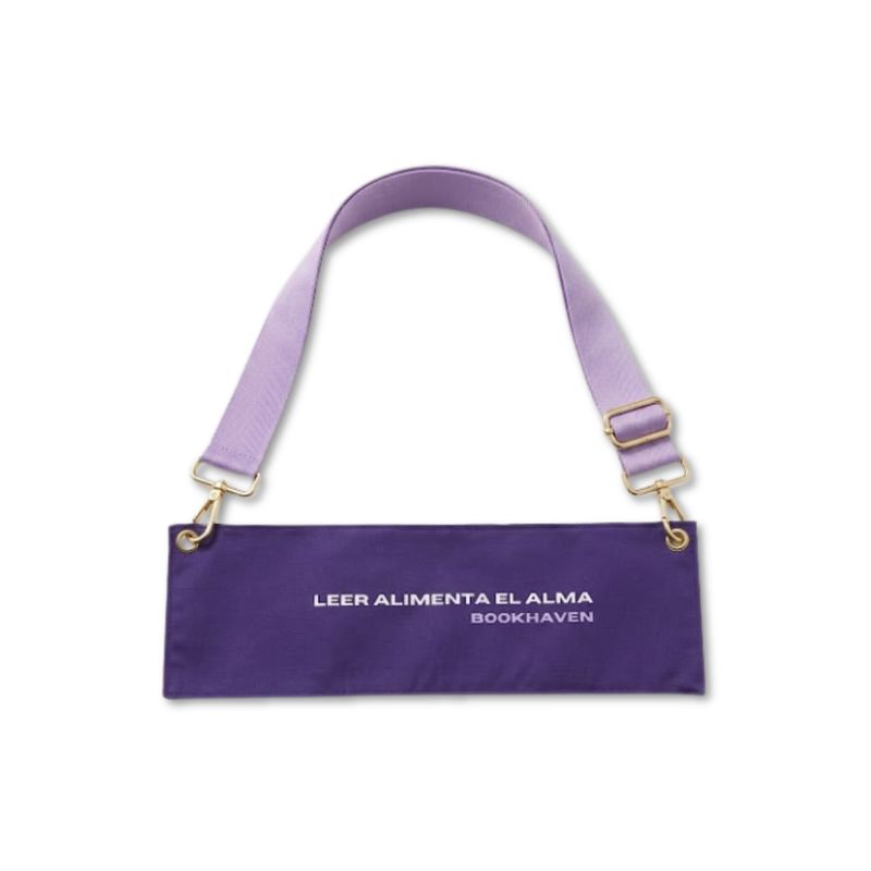 BOOK PURSE |  EDICIÓN SELECCIONADA | STRAP  + MARCAPÁGINA +ESTUCHE TRANSPARENTE LARGE |VIOLETA ETERNA