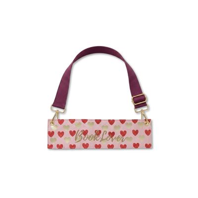 BOOK PURSE |  EDICIÓN SELECCIONADA | STRAP  + MARCAPÁGINA +ESTUCHE TRANSPARENTE LARGE |CORAZÓN LECTOR