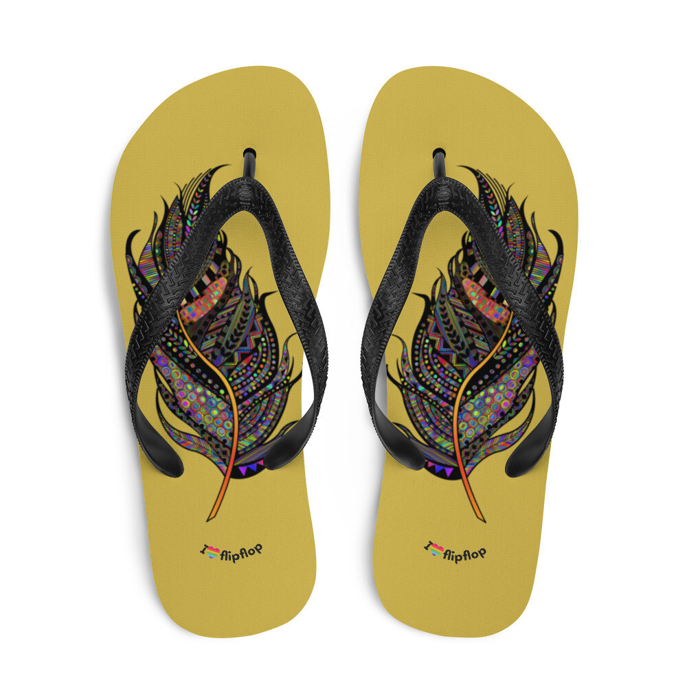 Feather Bird Quill Abstract Geometric Decorative Flip Flop