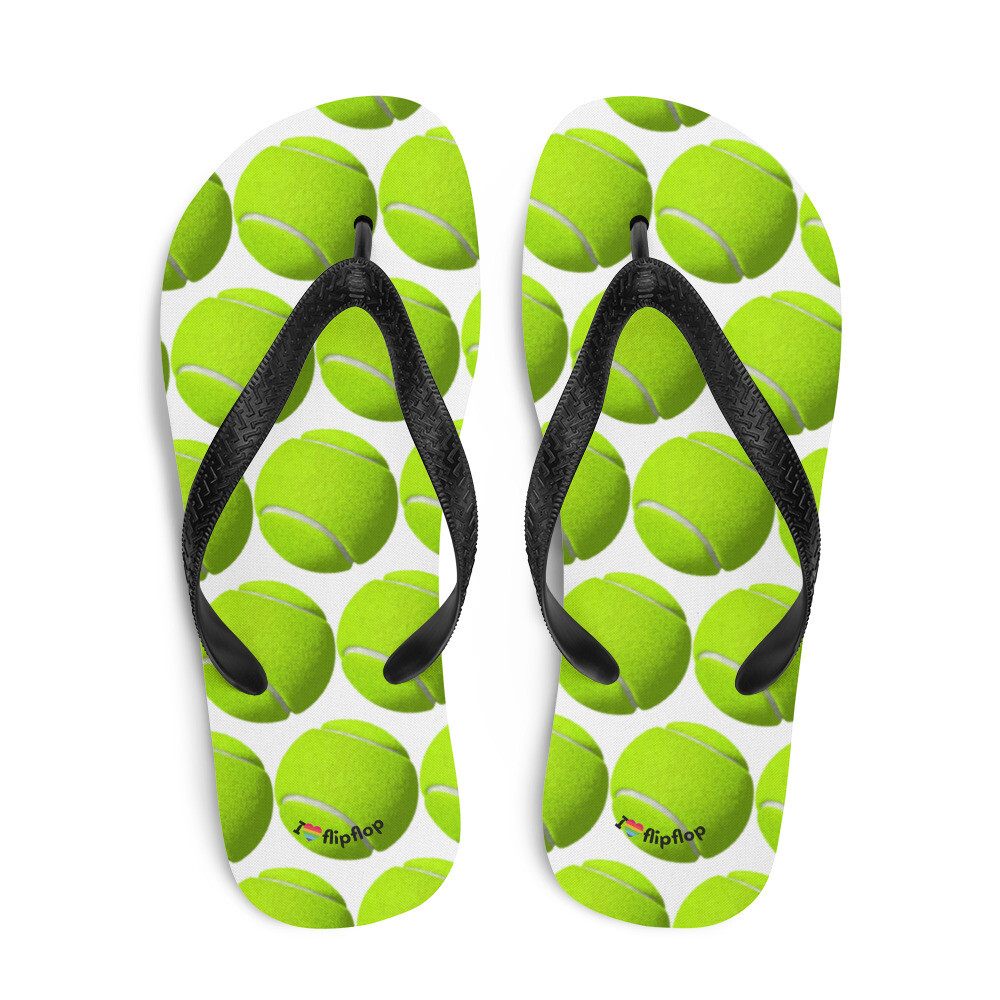 Tennis Ball Yellow Sport Game Competition Play Flip-Flop
