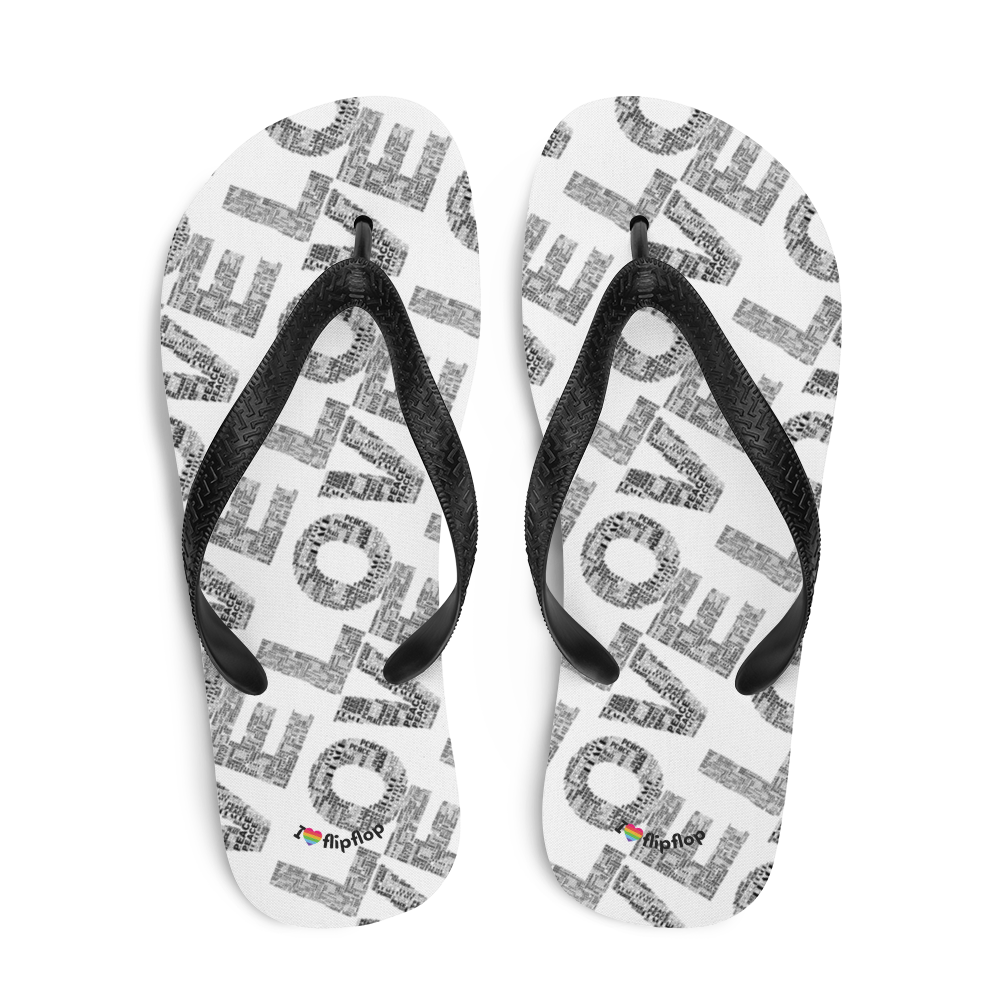 Peace Love Typography Diversity Cooperation Caring Flip-Flop